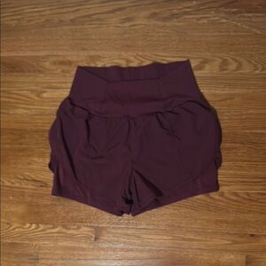 Women's High-Waisted Burgundy Shorts